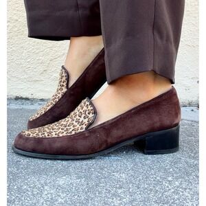 Indie Chic City Style Leopard Calf Hair Suede Loafers